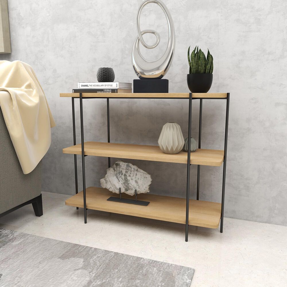 Uma Enterprises Console Table in Beige and Black, , large