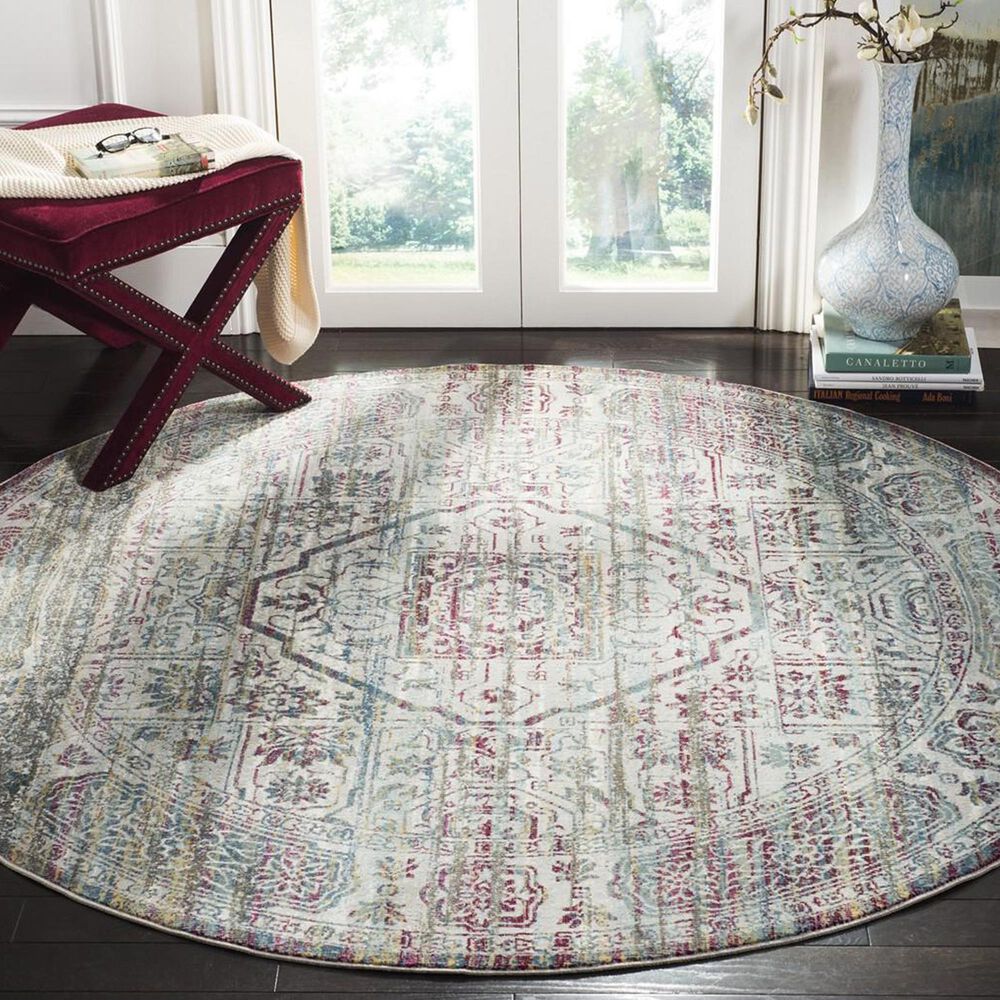 Safavieh Aria 6&#39;6&quot; Round Red and Creme Area Rug, , large