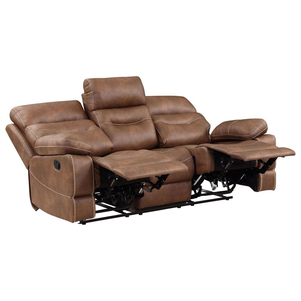 Steve Silver Rudger Manual Reclining Sofa in Chestnut Brown, , large