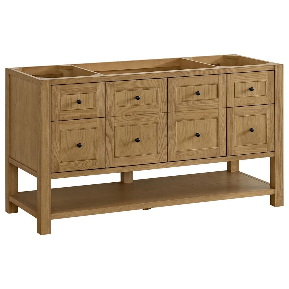 James Martin Vanities Breckenridge 60" Single Bathroom Vanity in Light Natural Oak with 3 cm White Zeus Quartz Top and Rectangular Sink, , large