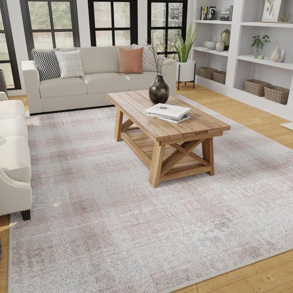 Central Oriental Rugease Velveteen Plaid 7&#39;6&quot; x 9&#39;6&quot; Beige and Ivory Area Rug, , large