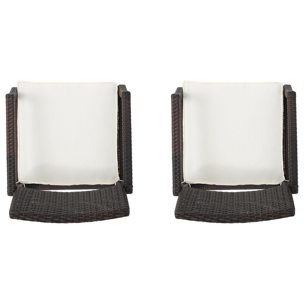 Hearth and Haven Rhode Island Rattan Dining Chair with White Cushion in Brown &#40;Set of 2&#41;, , large