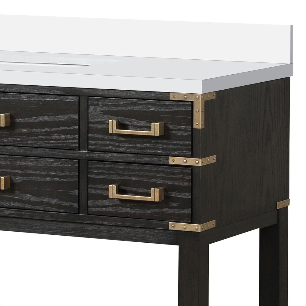 Lexora Home Norwalk 48&quot; Single Bathroom Vanity in Black Oak with White Quartz Top and Rectangular Sink, , large