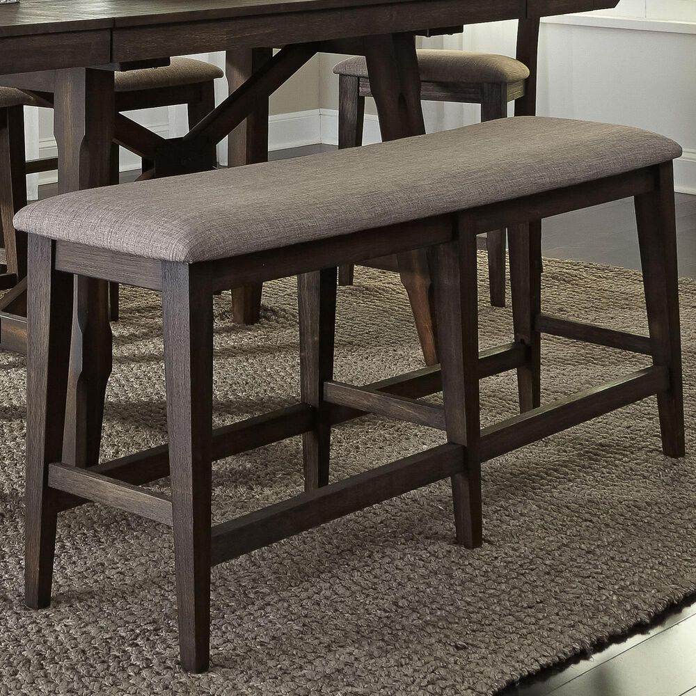 Belle Furnishings Double Bridge Counter Height Bench in Dark Brown, , large