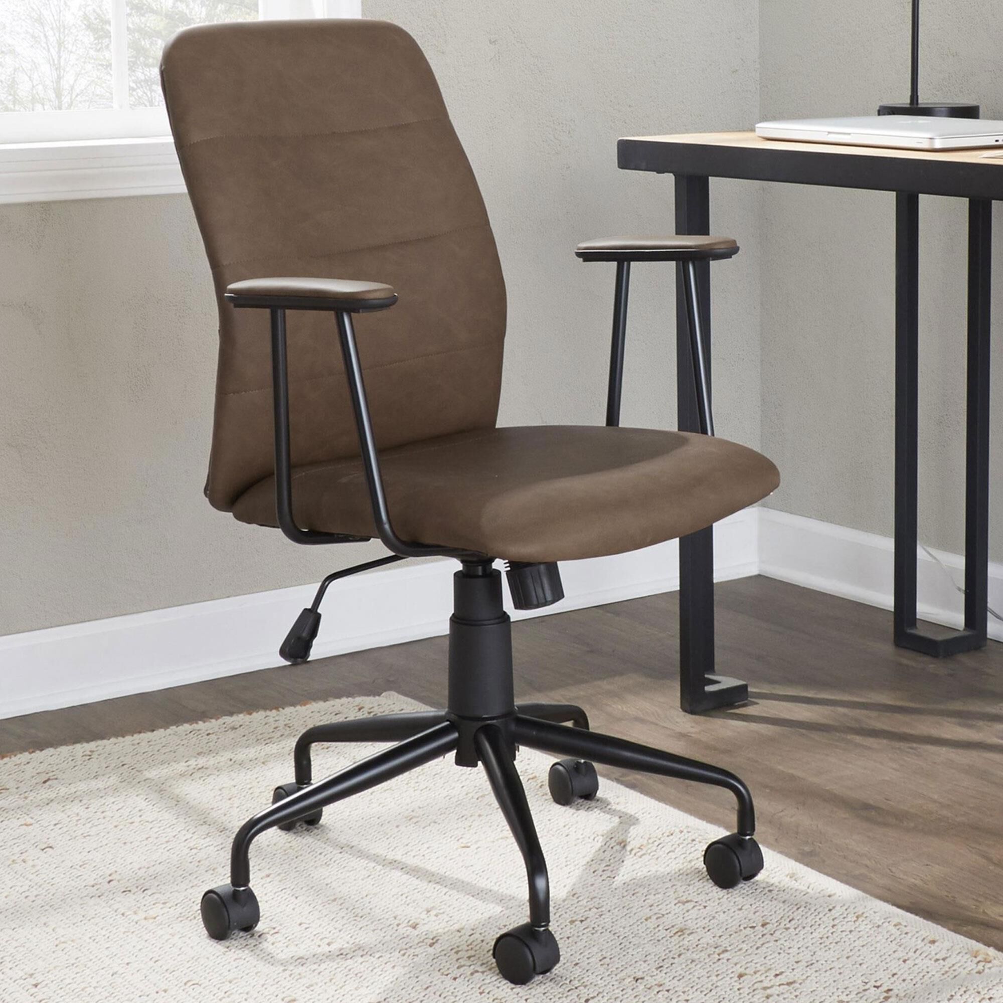 Lumisource Fredrick Office Chair with Espresso Cushion in Black