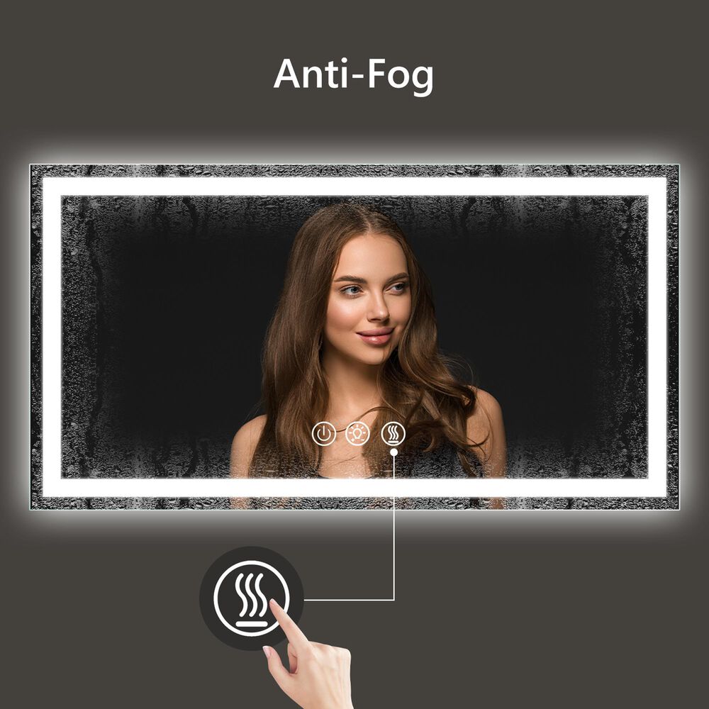 HOMLUX 60" x 36" LED Bathroom Makeup Mirror in Silver, , large