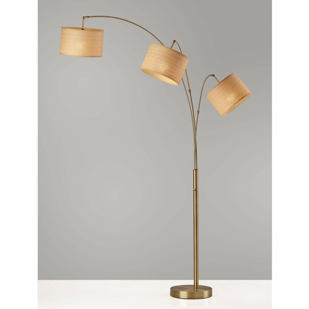 Adesso Bowery 3-Arm Arc Lamp and Shades in Antique Brass, , large