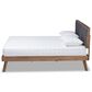 Baxton Studio Alke Queen Platform Bed with Dark Grey Fabric in Walnut Brown, , large