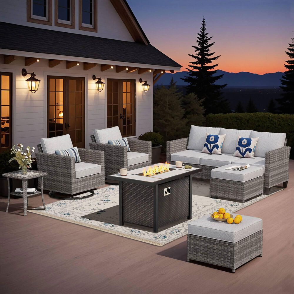 HOMLUX 7 Piece Outdoor Patio Set in Gray, , large