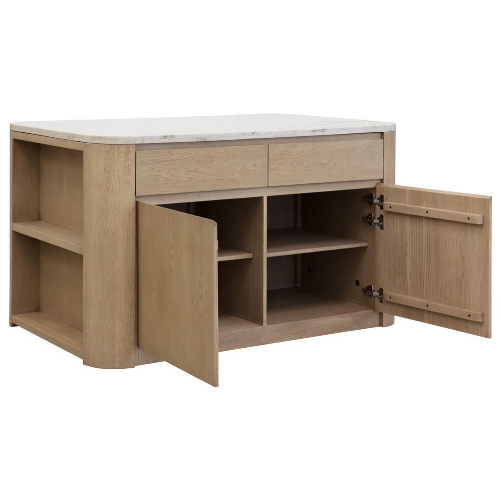 Club Collection By Sunpan Romilly Kitchen Island in Light Wash and White, , large