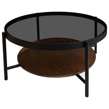 Shannon Hills Felix Round Coffee Table in Black and Walnut, , large