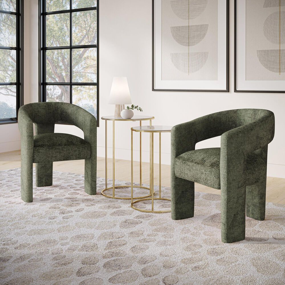 Waltham Gwen Open-Back Upholstered Arm Chair in Forest, , large