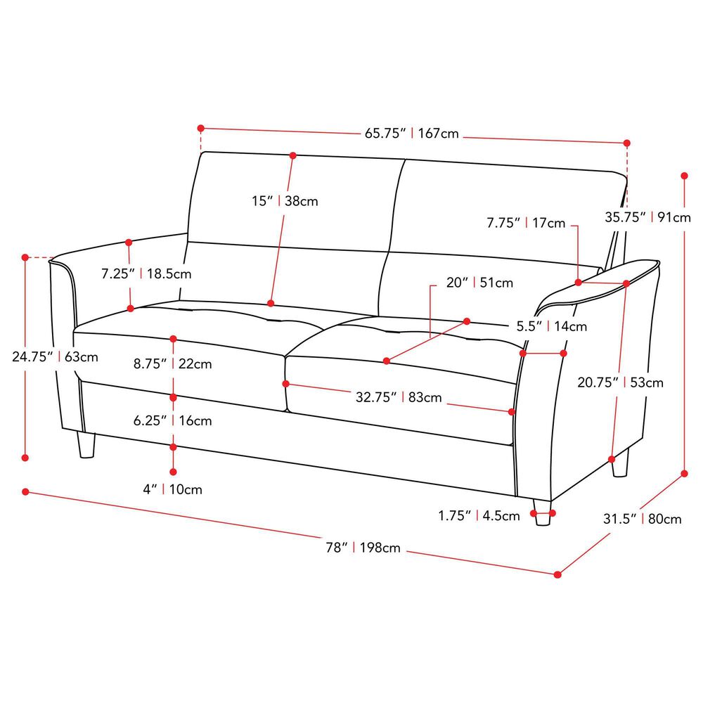 CorLiving Georgia Stationary Sofa in Dark Grey, , large