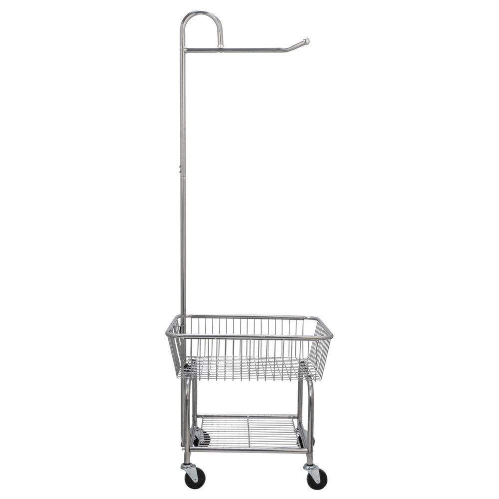 Household Essentials Rolling Laundry Cart with Basket in Silver, , large