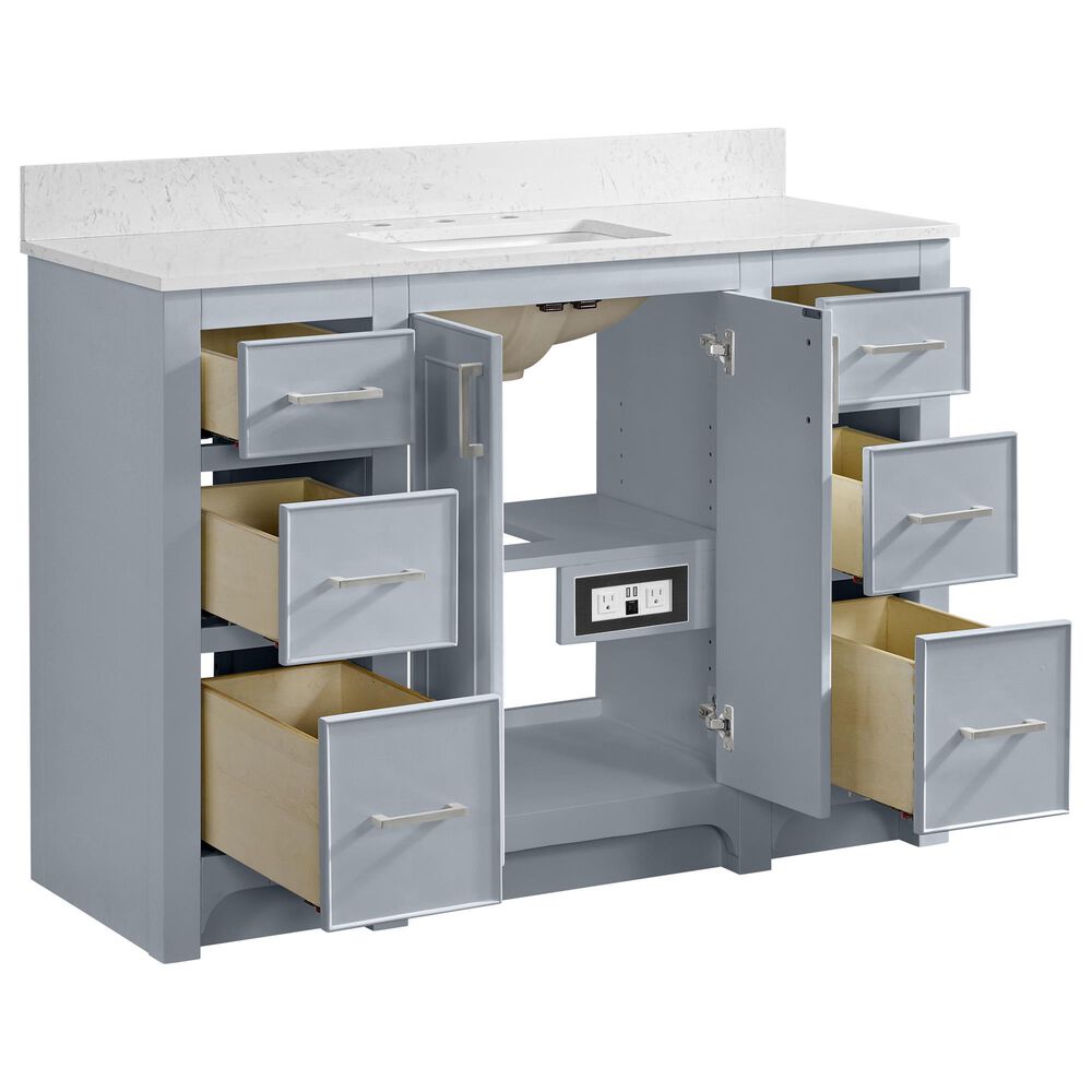 37B Lucerne 48" Single Bathroom Vanity in Soft Blue with Marble Top and Backsplash, , large