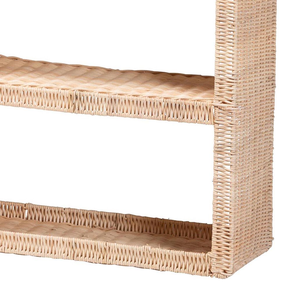 Baxton Studio Creusa 3-Tier Arched Wall Shelf in Natural Brown, , large
