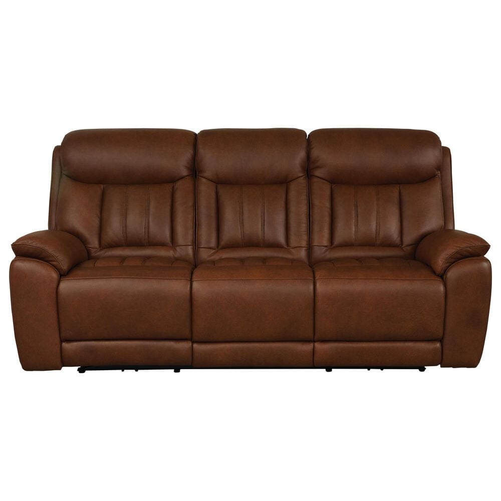 Bassett Benson Leather Power Reclining Sofa in Tuscan Caf, , large