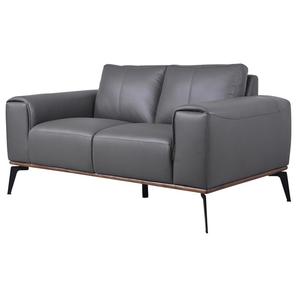 37B Pietro Stationary Leather Loveseat in Gray, , large