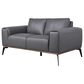 37B Pietro Stationary Leather Loveseat in Gray, , large