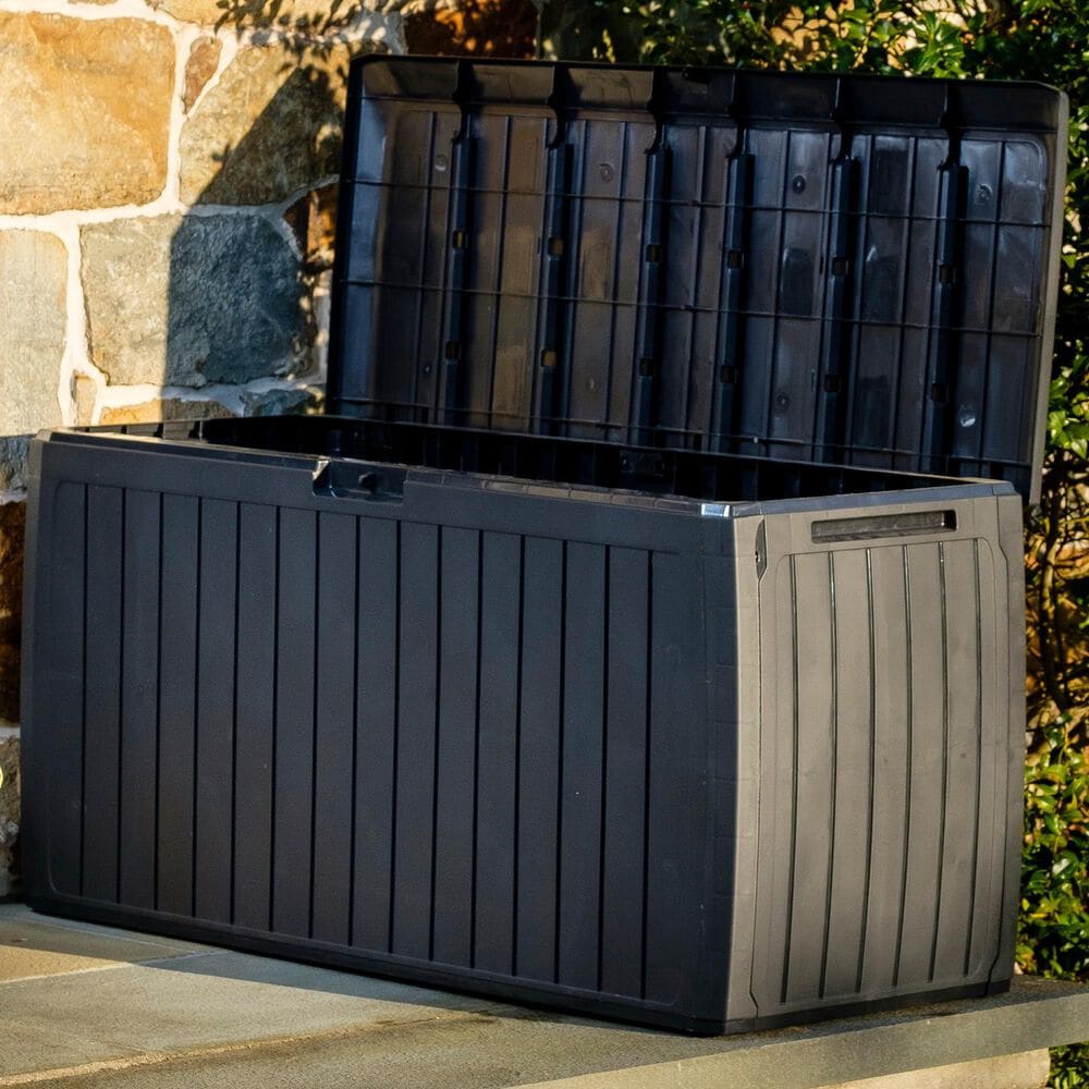 Alfresco Home Urban Board Home and Garden Storage Box with Wheels in Black, , large