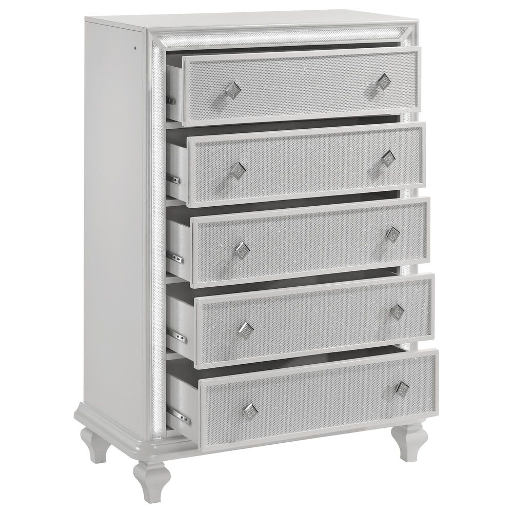New Heritage Design Stardust 5-Piece Queen Bedroom Set in White and Silver, , large