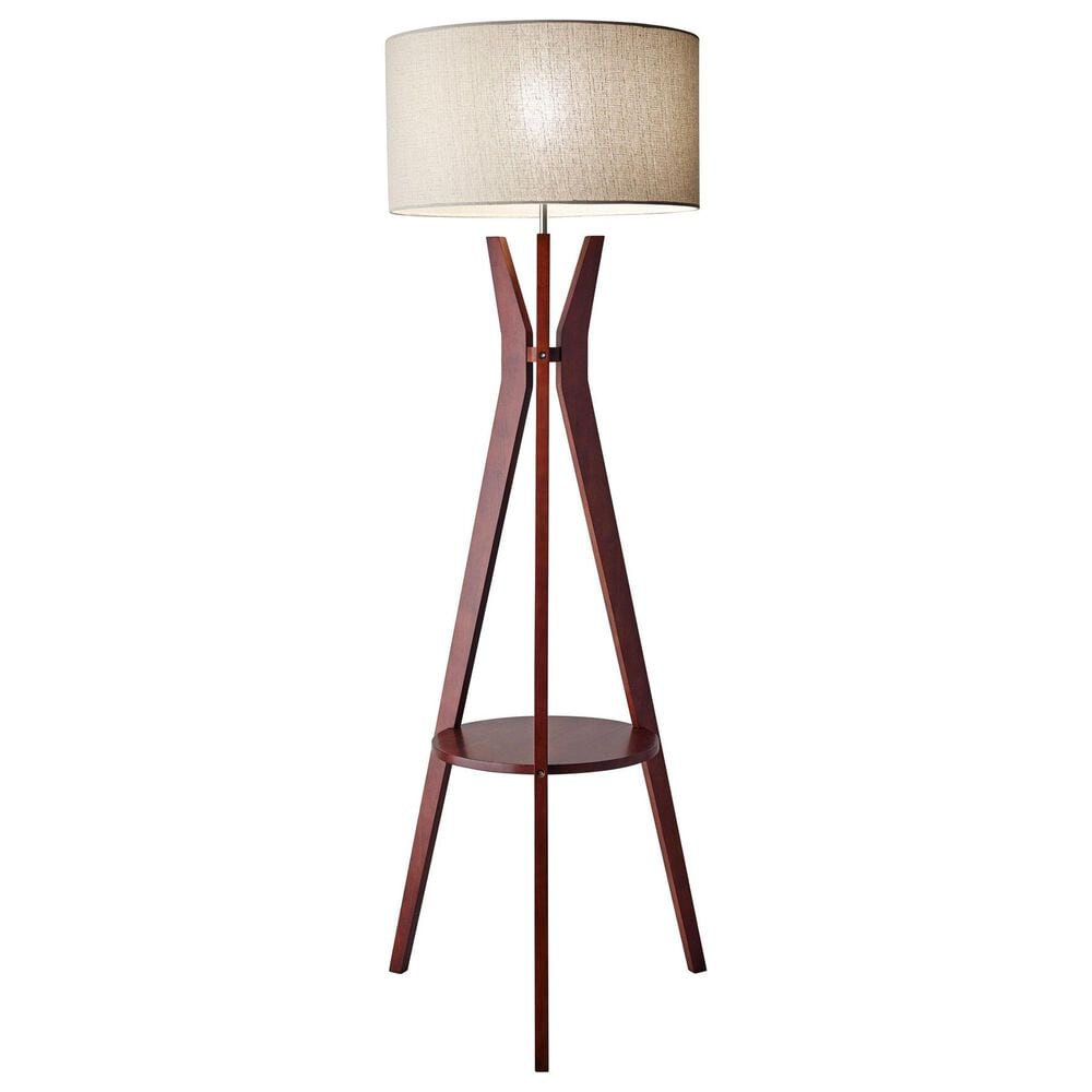Adesso Bedford Shelf Floor Lamp in Walnut, , large