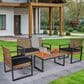 Hearth and Haven 4-Piece Patio Conversation Set with Black Cushion in Light Brown, , large