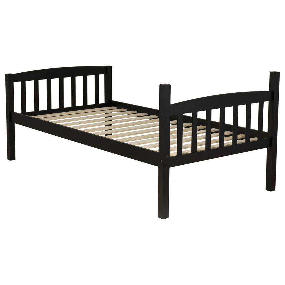 Linon Home Decor Perryton Twin Over Twin Bunk Bed in Sleek Black, , large