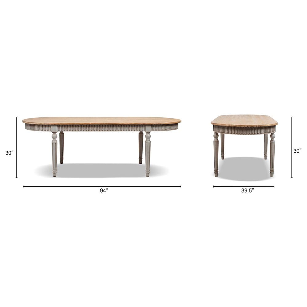Jennifer Taylor Home Colette Oval Dining Table in Antique Natural Brown and Antique Blue-Grey - Table Only, , large