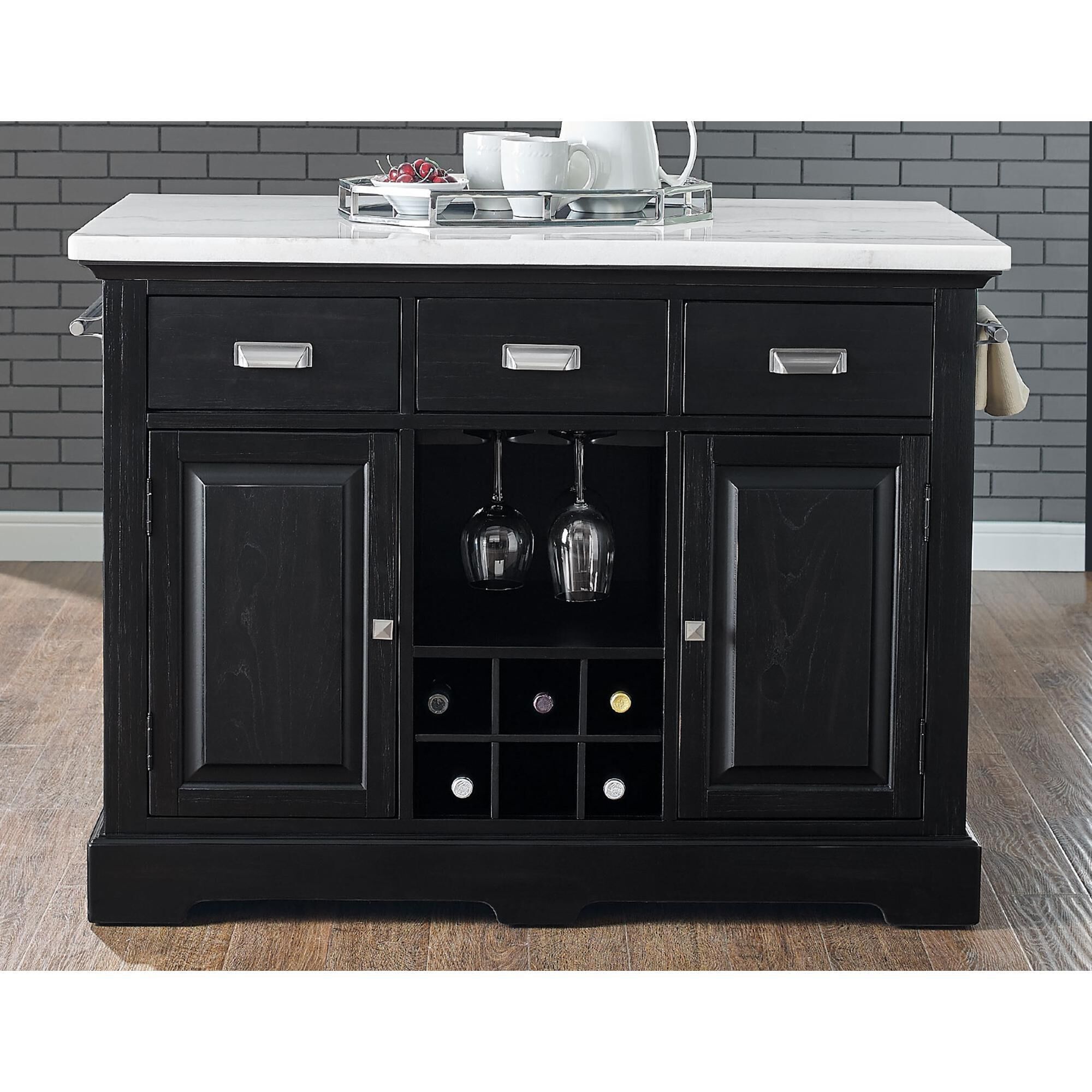 Steve Silver Aspen Kitchen Island in Ebony and White