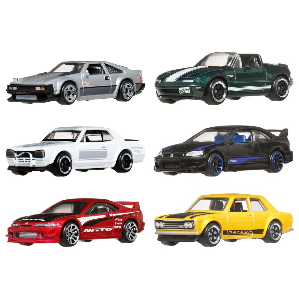 Hot Wheels Toy Cars 1:64 Scale Japanese Multipack Vehicles in Multicolor (Set of 6), , large