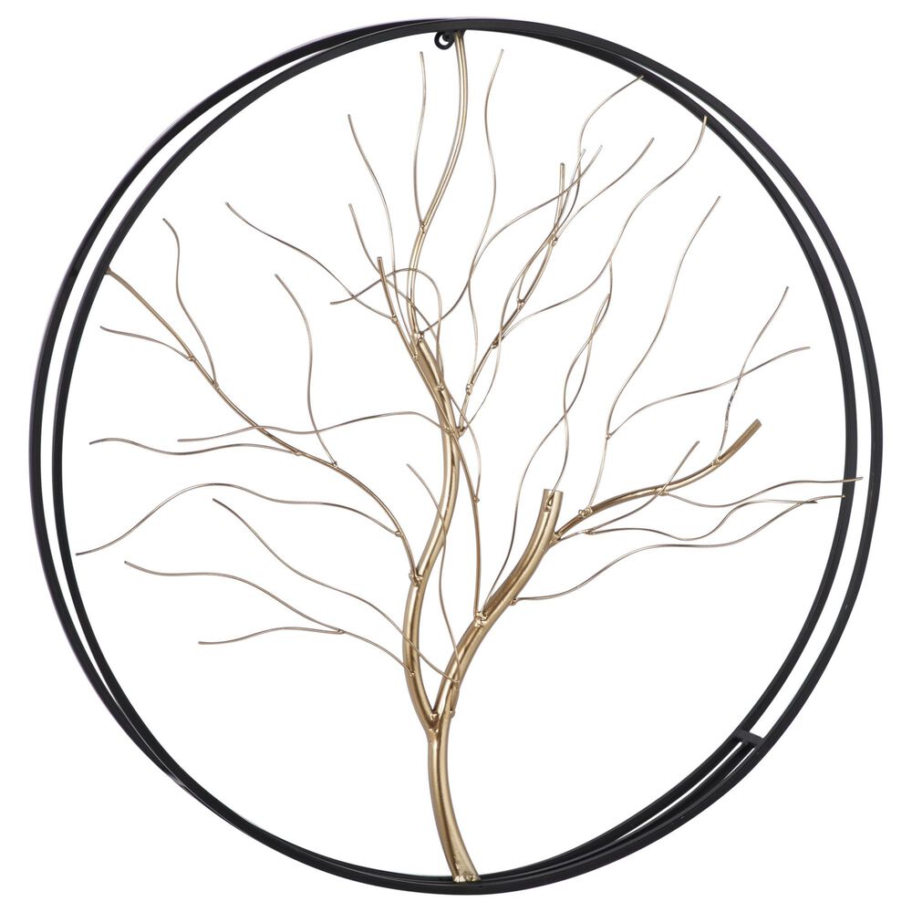 Maple and Jade Glam Metal Wall Decor in Gold and Black, , large
