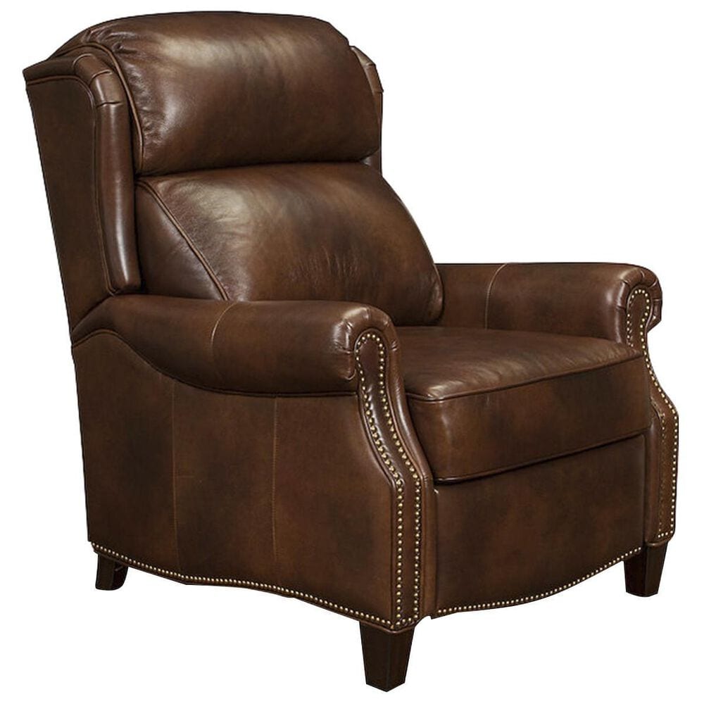 Barcalounger Meade Leather Recliner in Worthington Cognac, , large