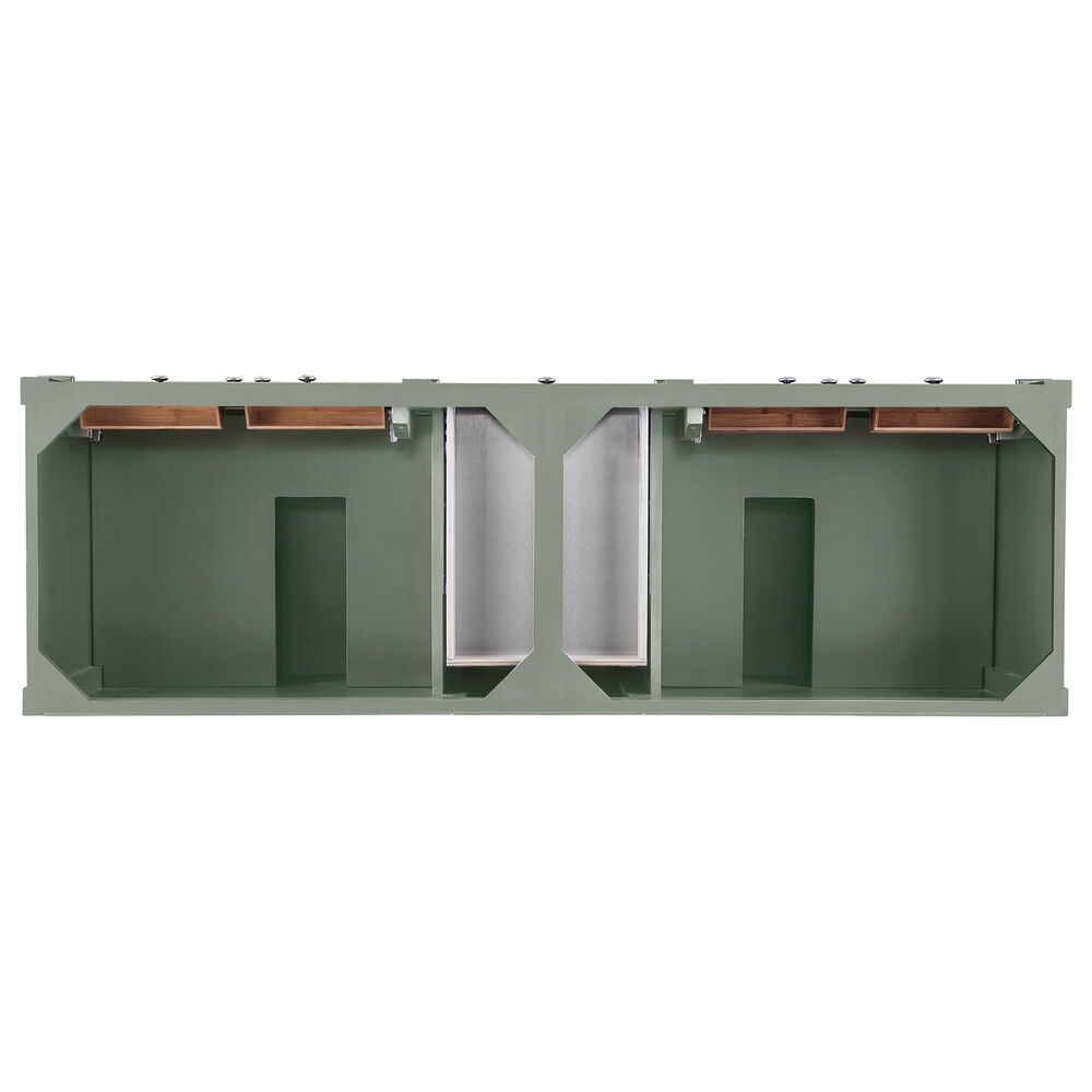 James Martin Vanities Brittany 72&quot; Double Bathroom Vanity in Smokey Celadon with Single Hole 3 cm White Zeus Quartz Top and Rectangular Sinks, , large
