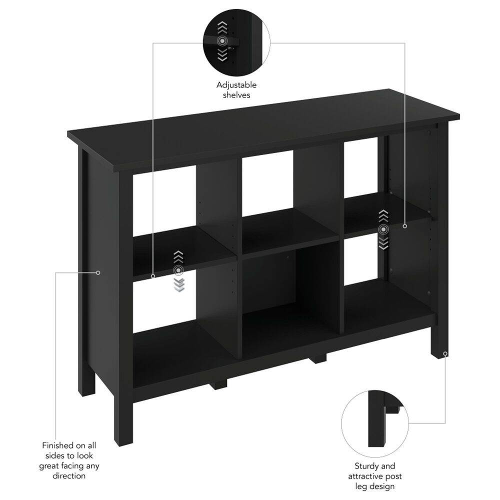 Bush Broadview 6-Cube Bookcase in Classic Black, , large