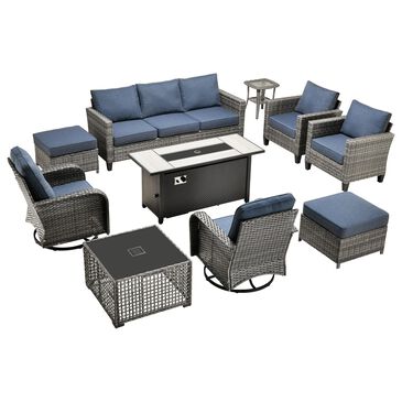 HOMLUX 10-Piece Patio Conversation Set in Denim Blue, , large