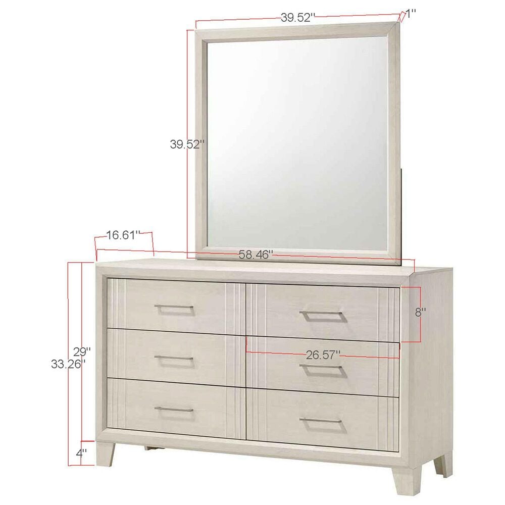 Crown Mark Charlie 4-Piece King Panel Bedroom Set in White, , large