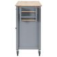 HOMLUX 54" Kitchen Island with Solid Wood Top and Locking Wheels in Grey Blue, , large