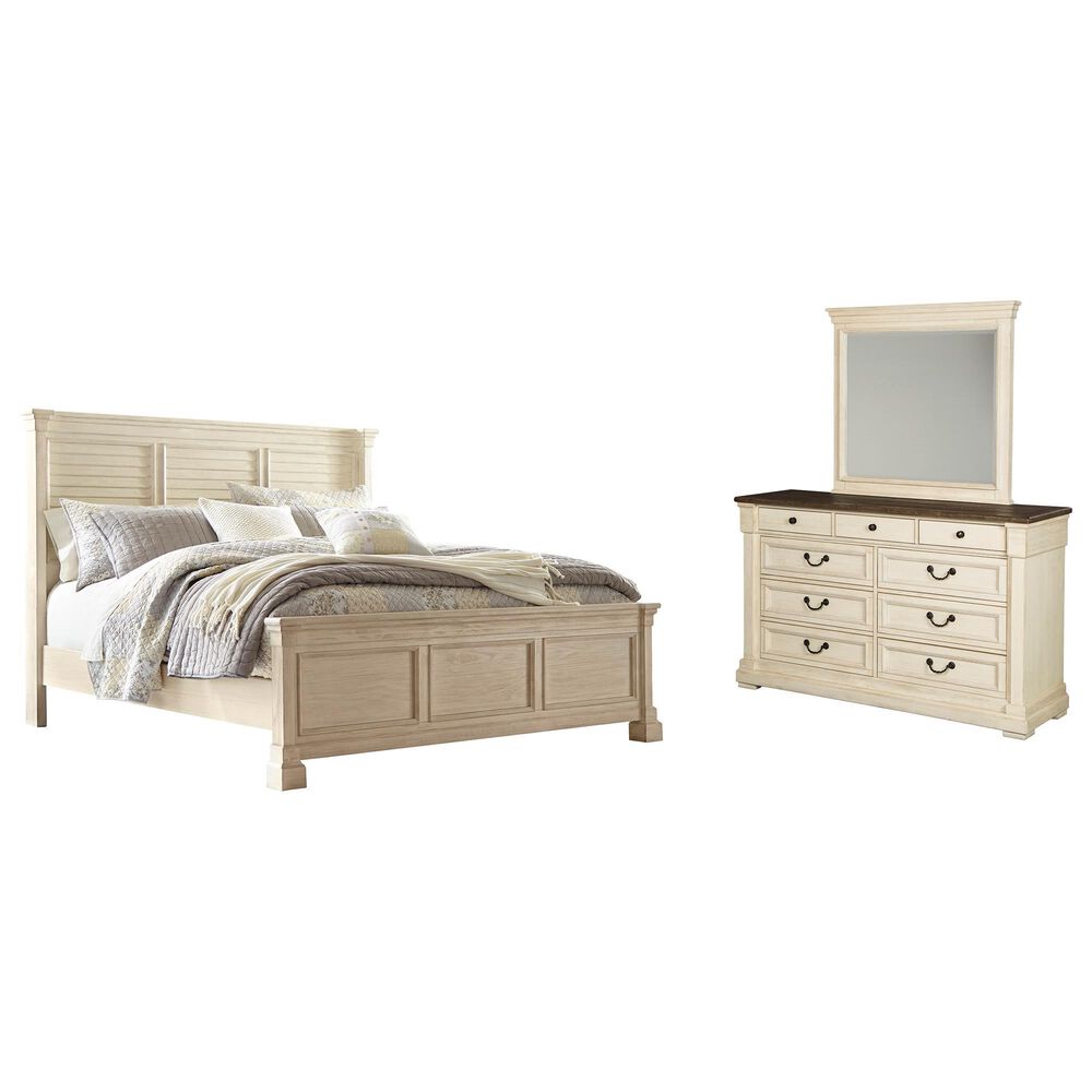 Signature Design by Ashley Bolanburg 3 Piece King Bedroom Set in Antique White and Brown, , large