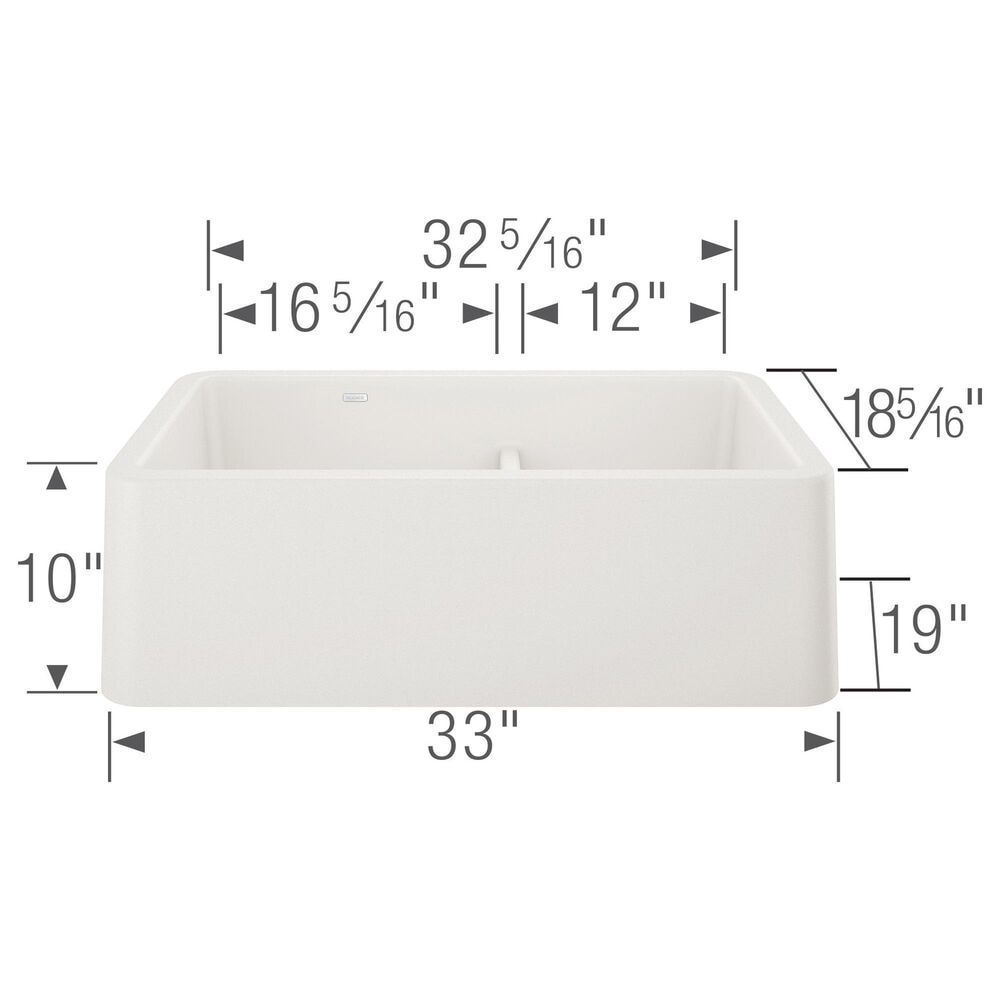Blanco Ikon 33&quot; Apron Double Bowl Farmhouse Sink with Low Divide in White, , large