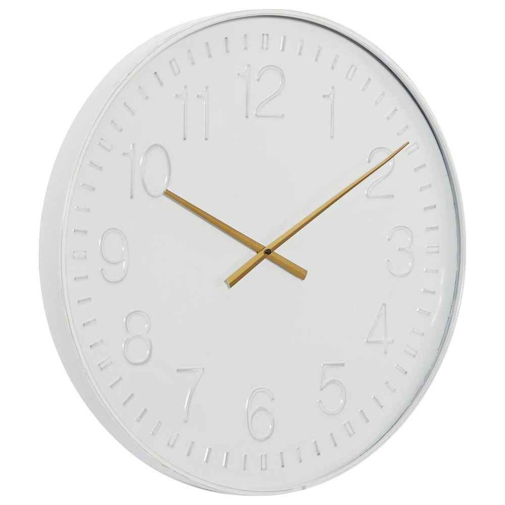 Maple and Jade Round Decorative Wall Clock in Polished White and Gold, , large