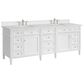James Martin Brittany 84" Double Bathroom Vanity in Bright White with 3 cm Eternal Jasmine Pearl Top, Rectangular Sinks and FreePower Wireless Charger, , large