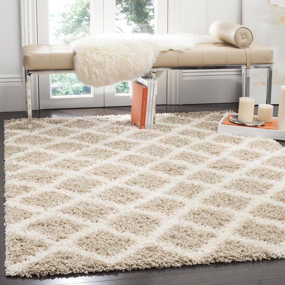 Safavieh Dallas Shag SGD258D-4 4" x 6" Beige/Ivory Area Rug, , large