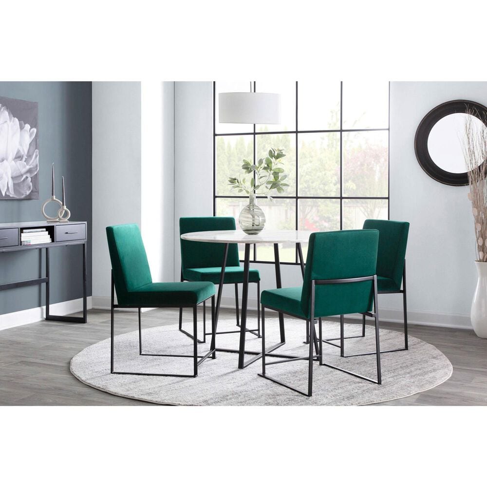 LumiSource Fuji Side Chair with Green Cushion in Black (Set of 2), , large