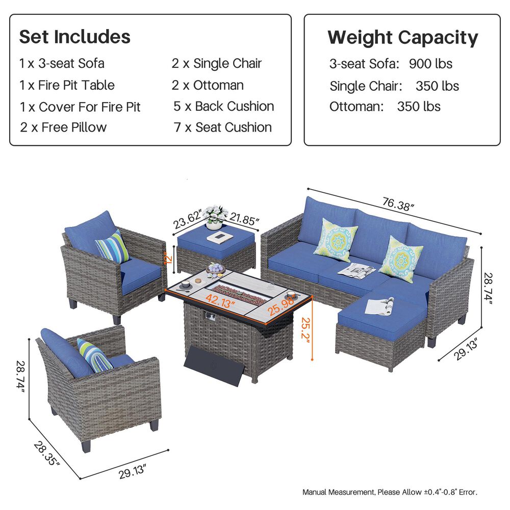 HOMLUX 6-Piece Outdoor Furniture Set in Denim Blue, , large