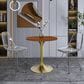 Leisuremod LeisureMod Verve Collection 27 Round Dining Table, Brushed Gold Base with Cognac Brown MDF Top, , large