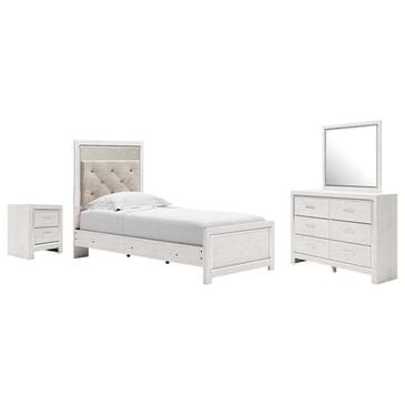 Ashley Altyra 4 Piece Twin Panel Bedroom Set in White with LED Headboard, , large