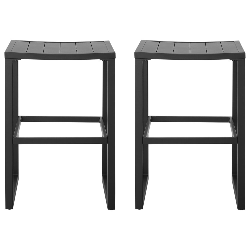 Linon Home Decor Holland Outdoor Bar Stool in Black (Set of 2), , large