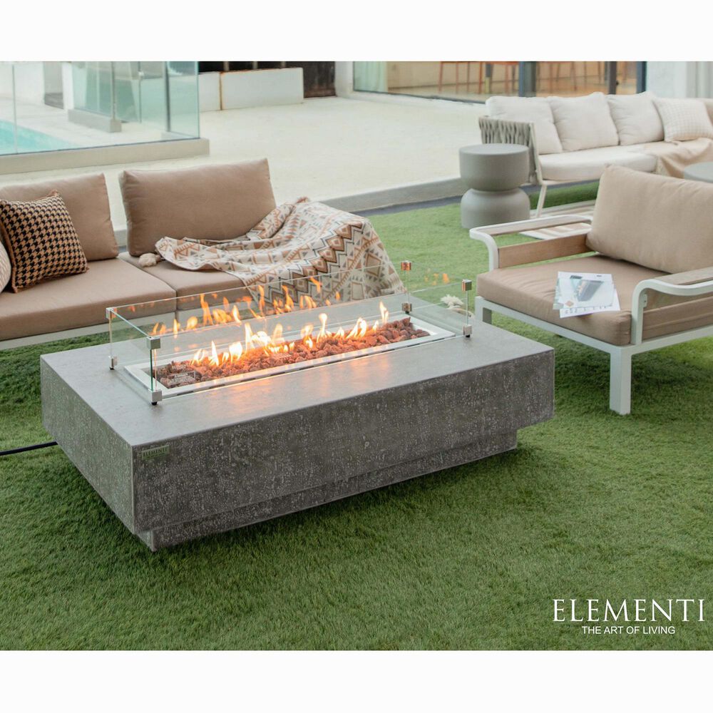 Elementi Fire Hampton Rectangle Natural Gas Fire Table in Gray, , large