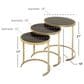 Maple and Jade 3-Piece Round Nesting Accent End Table Set in Gold and Black, , large
